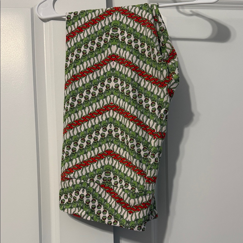 LuLaRoe Green and White Character Print Leggings